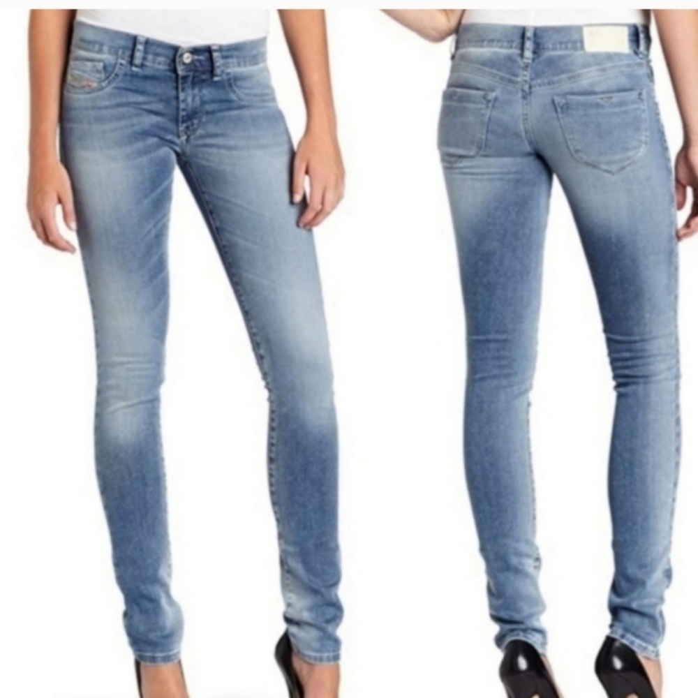 DIESEL LIVIER Stretch Super Slim Blue Low Waist Jegging Size 26